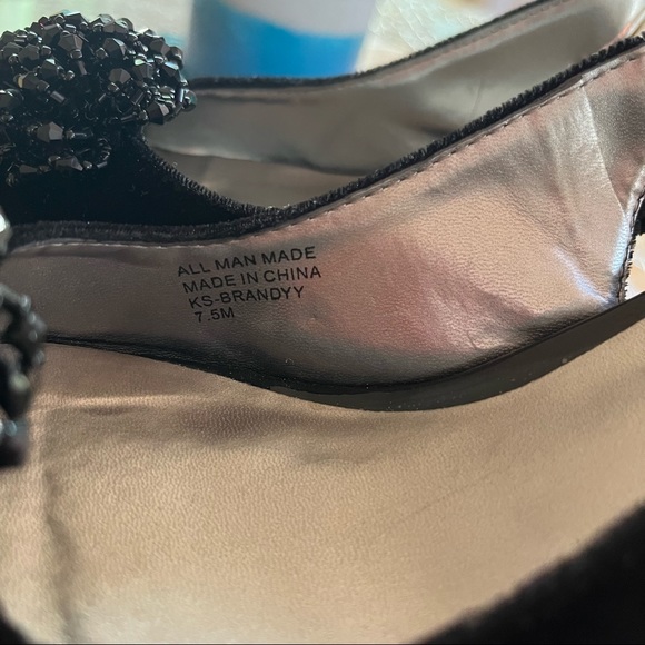 EUC Karen Scott brandy black velvet heels open toe pumps - Picture 8 of 11